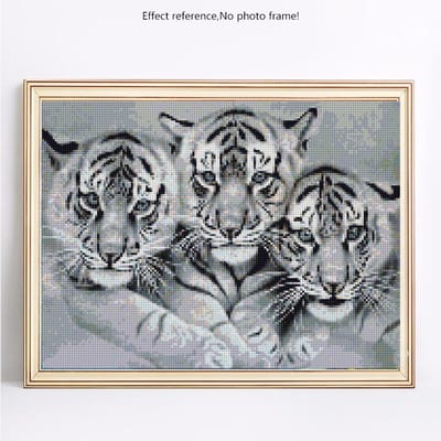 Peinture diamant pierres rondes, animaux, mosaïque, vente de photos de tigre 20X30 gray