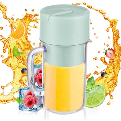Draagbare blender voor shakes en smoothies Miniblender van 340 ml met handvat 6 messen Waterdichte USB groen