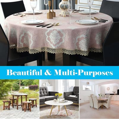 Rond Tafelkleed - Linnen Doek - Eettafel Decoratie - Anti-kreuk Materiaal - 150 CM Diameter - Roze