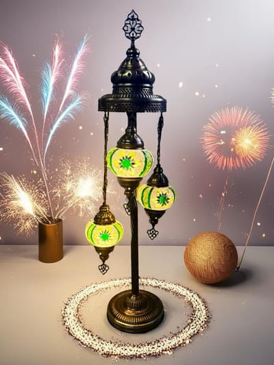 Halay Tafellamp - Bijzettafel - Sfeerlamp - Groen Mozaïekglas - Handgemaakt - Uniek Design