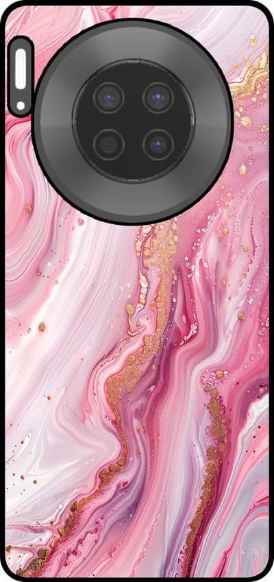 Smartphonica Telefoonhoesje Geschikt voor Huawei Mate 30 met marmer opdruk - TPU backcover case marble design - Roze geschikt voor Huawei Mate 30