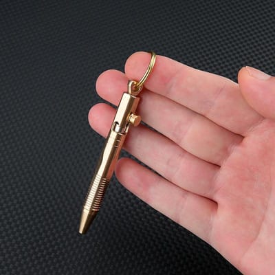 3 Stijlen Messing Pen Afneembare Sleutelhanger Hanger Draagbare Reis Zakpen Handtekening Cadeaupen Balpen Draagbare Gadget brown