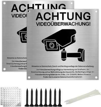 Waarschuwingsbord Videobewaking 15x15 cm Aluminium met AVG Melding