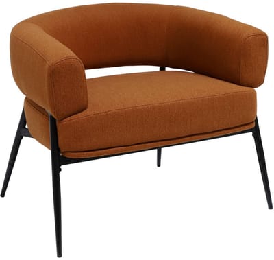 sweeek - Fauteuil stof gebogen rugleuning metalen frame l 81,5 x b 72,5 x h 69 cm - cristo