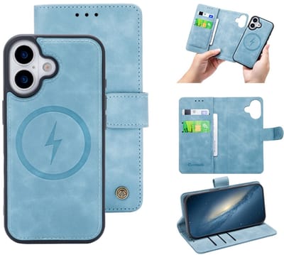 Casemania – Bookcase 2 in 1 MagSafe – iPhone 17 Licht Blauw