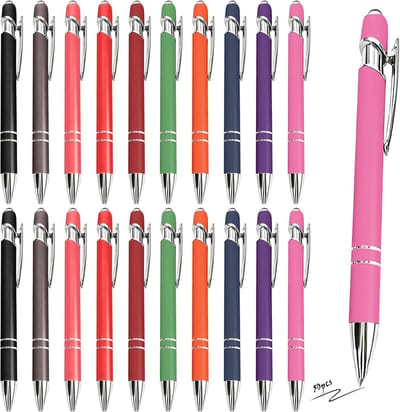 Balpen set 50 stuks - ergonomisch ontwerp - 10 kleuren - perfect voor school en kantoor - ShopVlot
