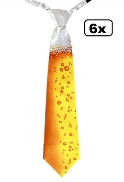 6x Stropdas bier - bier feest oktoberfest apres ski gele rakker strop das thema party carnaval