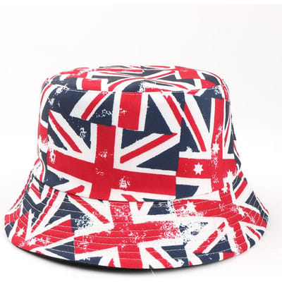 Chapeau bob réversible imprimé Union Jack Panama respirant Protection solaire chapeau de pêcheur pour femmes hommes voyage Sport randonnée Bob chapeaux blue