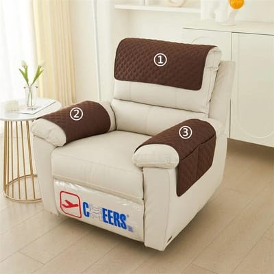 3 stuks/set Gewatteerde Relaxfauteuil Sofa Mat Effen Kleur Fauteuil Sofa Hoezen 1-Zits Honden Huisdier Kinderen Rugleuning Armleuning Handdoek Stoelhoes S brown
