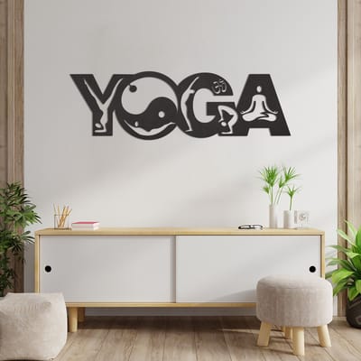 Wanddecoratie Yoga - Muurdecoratie Yoga - Muurdecoratie Hout - Wanddecoratie Hout - Muurdecoratie Woonkamer - Wanddecoratie Woonkamer - Wanddecoratie Industrieel - Wanddecoratie Dieren - Home Decor - Wall Line Art - 89 x 27.5 cm