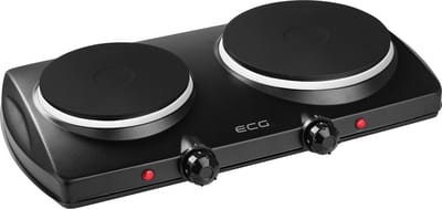 ECG EV 2512 Black Elektrische kookplaat - 2 kookplaten 18,5 cm en 15,5 cm - 1000 en 1500 W - Zwart