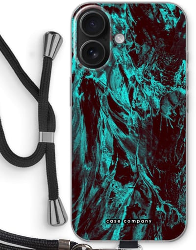Case Company® - Hoesje met koord geschikt voor iPhone 16 hoesje met Koord - Ice Age - Telefoonhoesje met Zwart Koord - Bescherming aan alle Kanten en Over de Schermrand