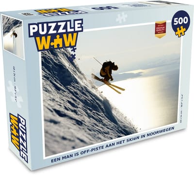 Puzzel Een man is off-piste aan het skiën in Noorwegen - Legpuzzel - Puzzel 500 stukjes