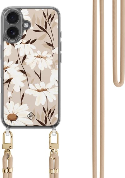 Casimoda® hoesje met koord - Geschikt voor iPhone 16 - In Bloom - Afneembaar koord - TPU/polycarbonaat - Multi