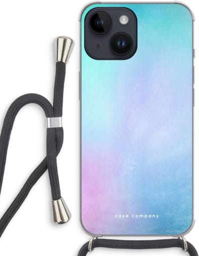 Case Company® - Hoesje met koord geschikt voor iPhone 14 hoesje met Koord - Mist pastel - Telefoonhoesje met Zwart Koord - Bescherming aan alle Kanten en Over de Schermrand