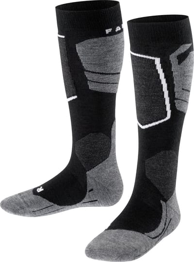 FALKE SK4 warm dun wol functioneel materiaal skisokken kinderen zwart - maat 35-38