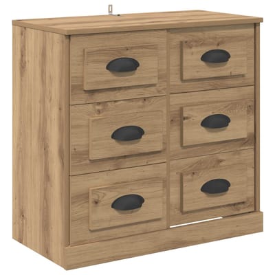 vidaXL - Dressoir - Artisan - Eiken - 70 - x - 35,5 - x - 67,5 - cm - Bewerkt - hout