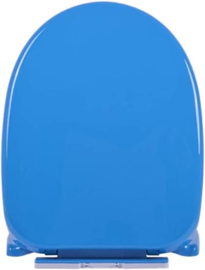 Wc-bril met softclose, wc-bril 35 cm rond/V-vormig, robuust scharnier, bevestiging boven, blauw U4143 Wit V4448