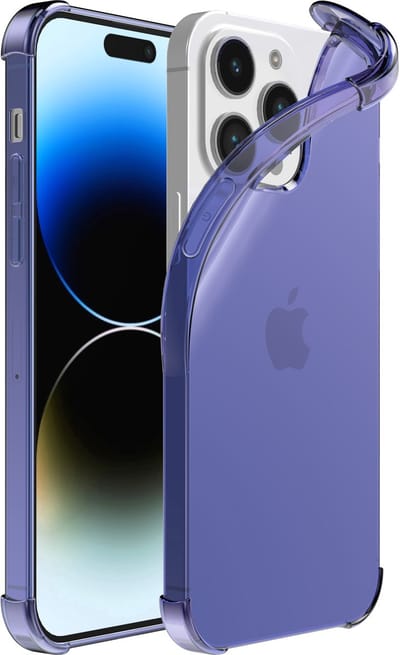 Smartphonica Telefoonhoesje Geschikt voor iPhone 14 Pro Max Transparant Schokbestendig Siliconen Hoesje met Stootrand - Shockproof Back Cover Case - Donkerblauw geschikt voor iPhone 14 Pro Max