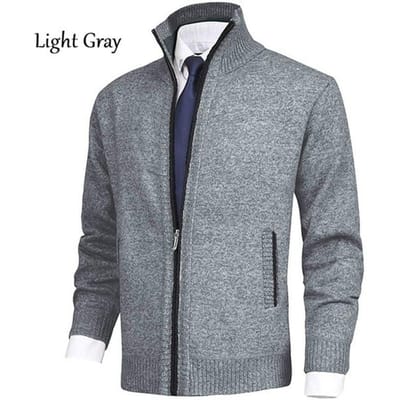 Heren Winter Opstaande Kraag Jas Mode Rits Fleece Jas Trui Gevoerd Gebreid Vest Trui Tops Bovenkleding M