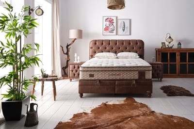 BSS Bedding Comfizone - Bed Boxspring Set - 140x200 - Complete Boxspring - Slaapkamerbed - 1 x Matras met Topper, 2 x Bedbox, 1 x Hoofdbord