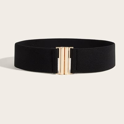 Brede elastische tailleband voor dames, rekbare gespriem voor dames, verstelbare riem met vintage gesp--zwart