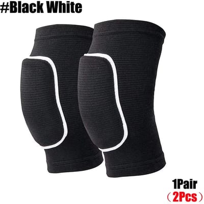 2 Pièces Genouillères de Sport Genouillère Élastique de Compression Genouillère Épaisse avec Support en Éponge Pour Danse Entraînement XS（old） blanc noir