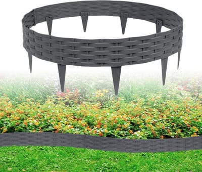 Gazonrand Rotan-look - Bloembedomranding Tuinpalissade - Tuin Afbakenen - Flexibel en UV-bestendig - 60x100cm - antraciet