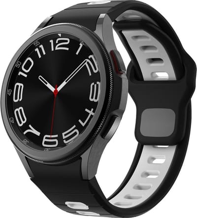 Siliconen bandje - geschikt voor Samsung Galaxy Watch 7 / Watch 6 / Watch 6 Classic / Watch 5 / Watch 5 Pro / Watch 4 / Watch 4 Classic / Watch FE - zwart-wit