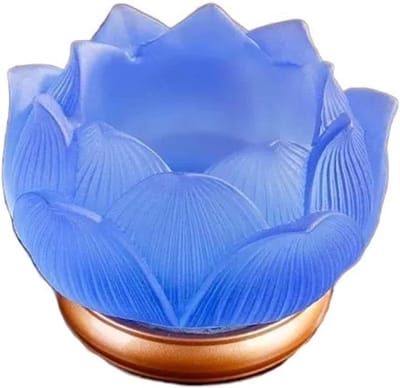 Kandelaar Lotus - Kaarshouder Ornament - Huis Decoratie - Geglazuurd Glas - 10 x 10 x 10 mm - Blauw