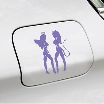 Bumpersticker - Engeltjes - 14 X 10 - Paars