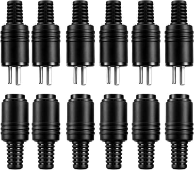 Luidsprekerstekkers 2-polig - Audio Connectoren Speaker Pluggen - Soldeervrij Verbindingen - Schroefklemmen - 12 stuks - Zwart