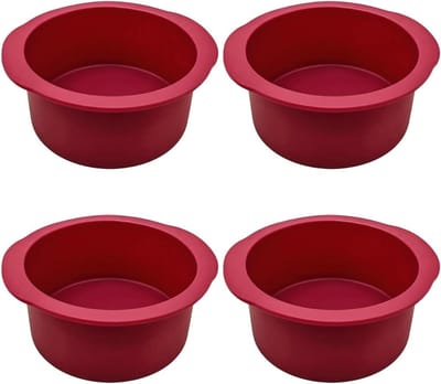 Set van 4 ronde silicone bakvormen van 12 x 12,5 x 5 cm - Niet-plakkerige bakaccessoires voor taarten, cheesecakes en pizza's
