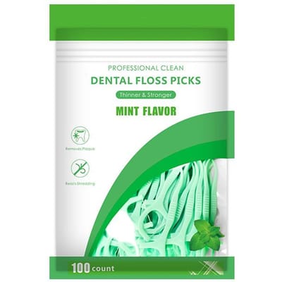 100 stuks Mint Smaak Tandzijde Veilige Hoogwaardige Tandenstoker Stick Picks Plastic Tandenstokers Ultradunne Pepermunt Smaak Tandzijde 100pcs green