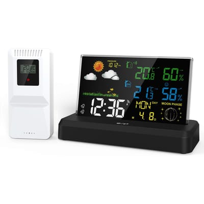 Weerstation Binnen Buiten Temperatuur Vochtigheid Monitor met Sensor Huis Weer Thermometer VA
