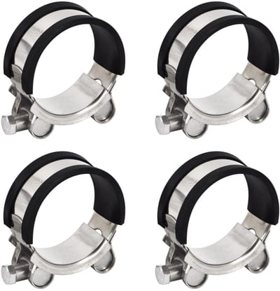 Dailygoods- Slangklemmen Heavy-Duty - 304 Roestvrij Staal - Verstelbare Klemmen - Rubber Voering - Lekvrije Afdichting - 4 Stuks - Buisbevestiging