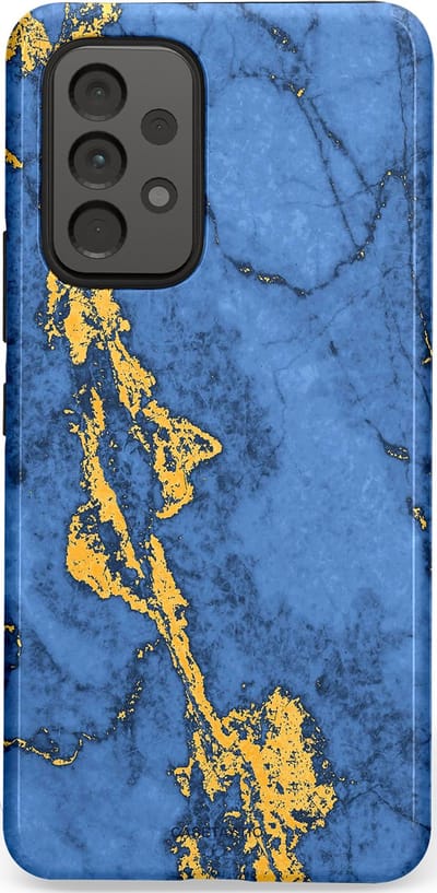 Casetastic hoesje geschikt voor Samsung Galaxy A53 (2022) 5G - Dubbellaagse bescherming - Koninklijk Marmer - Fashion Case - Blauw Goud