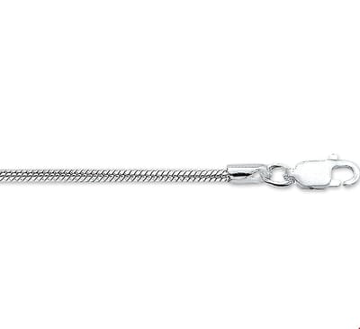 The Jewelry Collection Ketting Slang Rond 2,0 mm - Zilver