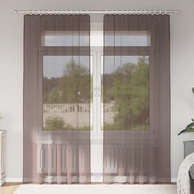 vidaXL - Gordijnen - voile - met - tab - top - 2 - st - bruin