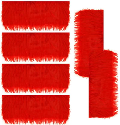 Dailygoods- Bont Stof Rood - Nep Bont - Shaggy Stof - DIY Craft - Kostuum Decoratie - 25 x 35 cm