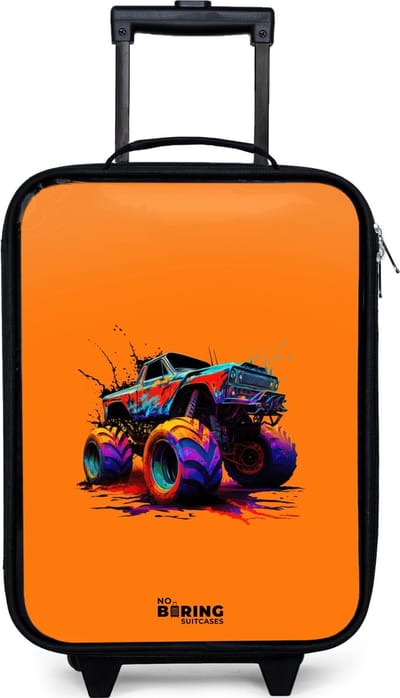 NoBoringSuitcases.com® - Kinderkoffer jongen - Kindertrolley meisje - Rainbow Wheels - Koffer kind lichtgewicht - Reiskoffer trolley voor kinderen - Koffertje met lichtgevende wieltjes - Rolkoffer zwart