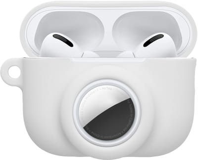 kwmobile oordopjes case geschikt voor Apple Airpods Pro 3 hoesje - Oortjes cover met AirTag houder - In-ear koptelefoon hoes - Silicone in wit