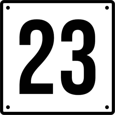 Huisnummerbord 23 - Incl. Schroeven en Pluggen – Acrylaat - 10 x 10 cm - Wit met Zwart