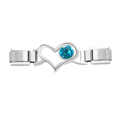 Quiges - Schakel - Bedel - 9mm - charms - Kleurrijk - lichtBlauw - Hart - Geschikt voor - armband - Schakelarmband - italy bedels armband