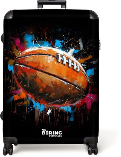 NoBoringSuitcases.com® - Koffer groot - Reiskoffer lichtgewicht - Rugbybal omringd door graffiti - Rolkoffer met 4 wielen - Grote trolley XL - 98 liter bagage