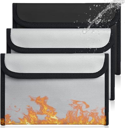 Allecto Plus: Set van 3 vuurvaste documententassen - 205 x 12 cm - waterdicht - voor paspoort, bankbestanden, geld en waardevolle spullen, brandwerende tas