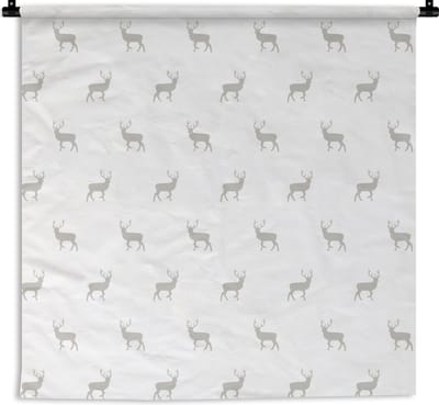 Wandkleed - Wanddoek - Patronen - Hert - Wit - 180x180 cm - Wandtapijt