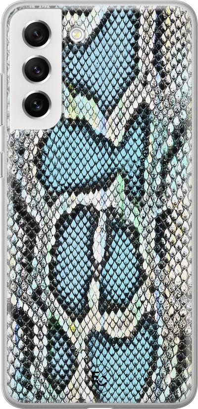 Hoesje geschikt voor Samsung Galaxy S21 FE - Slangenprint - Soft Case - TPU - Slangenprint - Blauw - ELLECHIQ