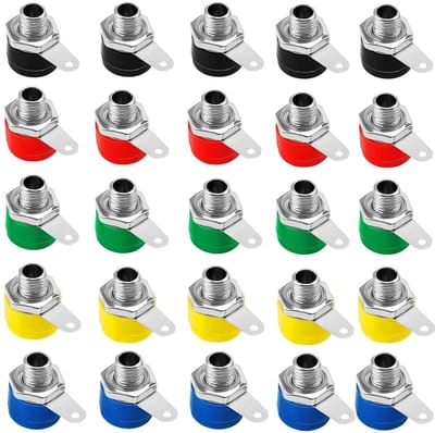 50 Stuks 4mm Banaan Connectoren Set - Zwart Rood Blauw Geel Groen