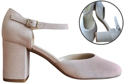 Stravers - Nude Pumps met Bandje Maat 43 Grote Maten Pumps met Blokhak